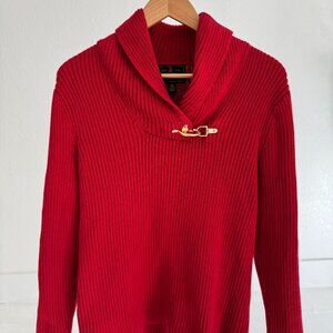 Vintage Lauren Ralph Lauren Chunky knit cotton red sweater XL